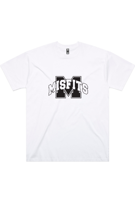 Adults Oversized Tee - Misfits Touch Black Logo (White)