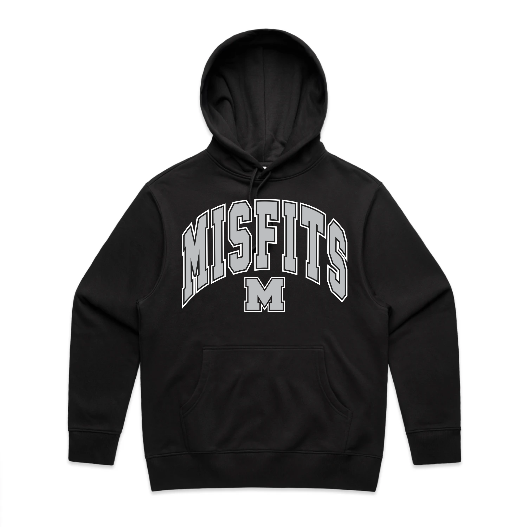 Adults Heavy Hoodie - Misfits Street Logo Grey (Black)
