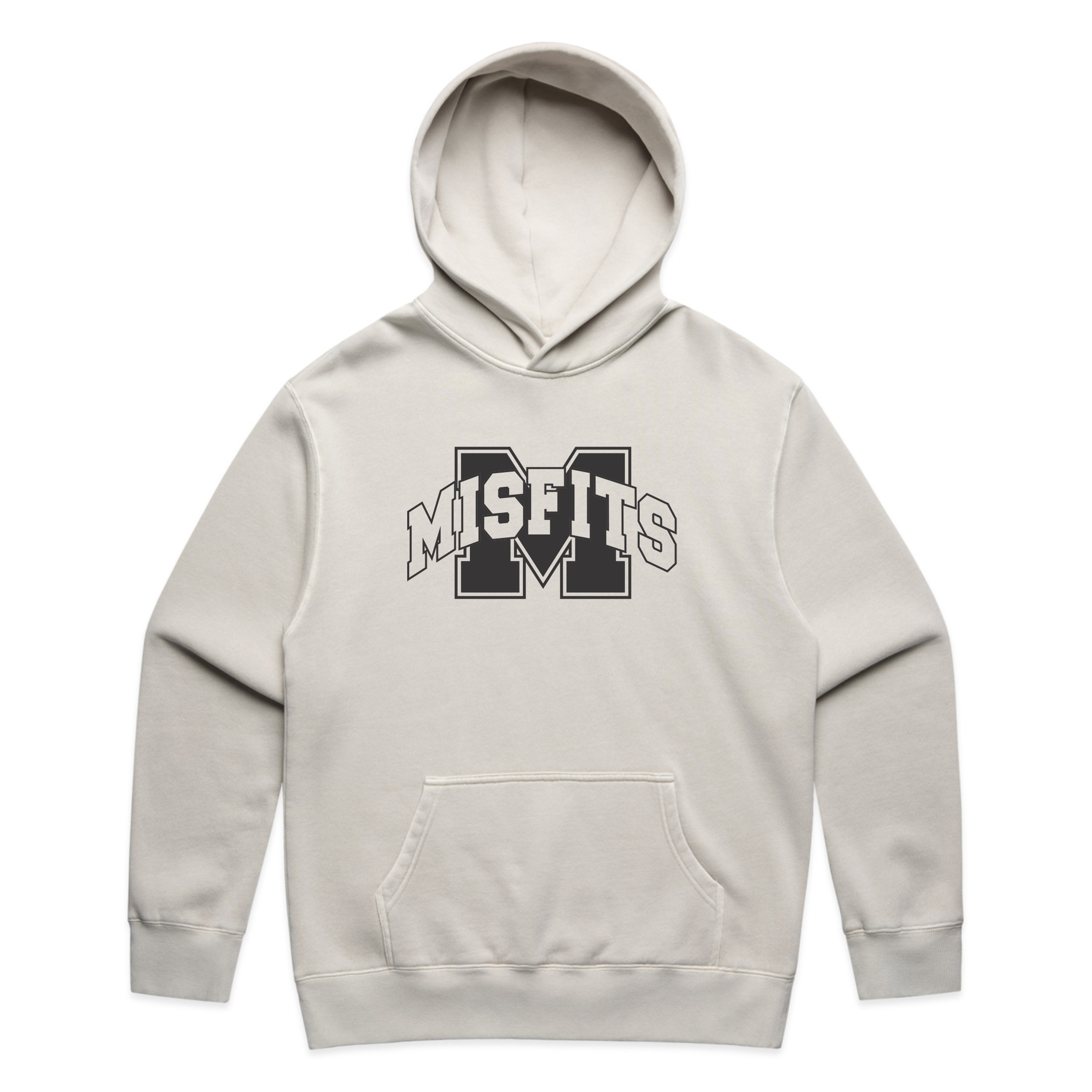 Adults Hoodie - Misfits Touch Black Logo (Faded Bone)