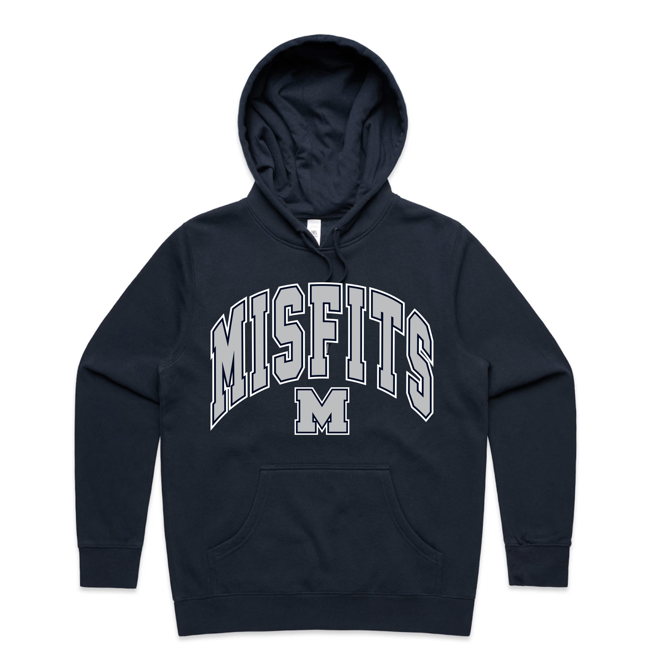 Adults Heavy Hoodie - Misfits Street Logo Grey (Midnight Blue)